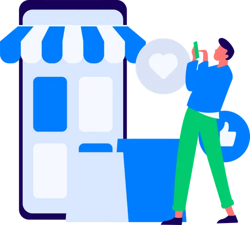 Man with User Rating  Illustration