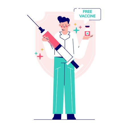 Man with vaccine  Illustration