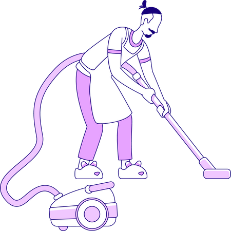 Man with vacuum cleaner  Illustration