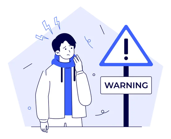 Man With Warning Board Illustration