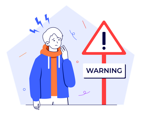 Man with Warning Board Illustration