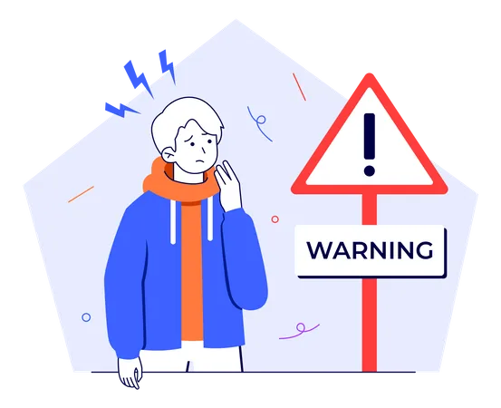 Man with Warning Board Illustration