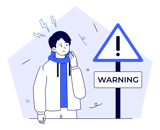 Man With Warning Board  Illustration