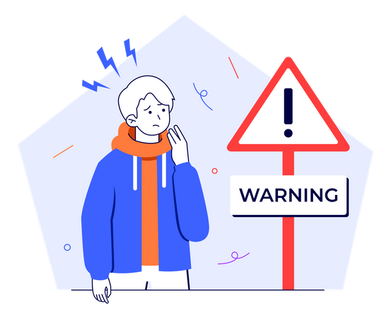 Man with Warning Board  Illustration