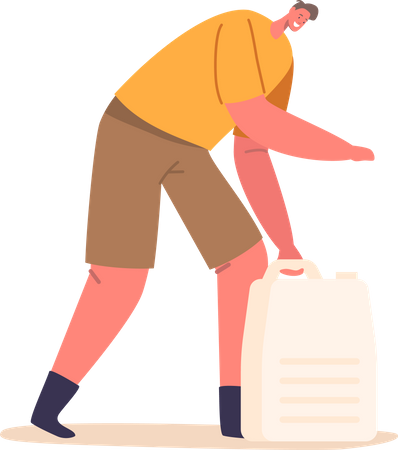 Man With Water Canister  Illustration