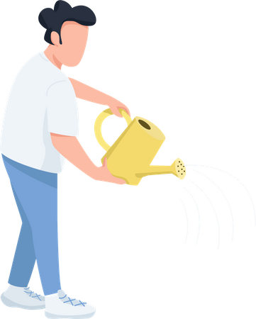 Man with watering pot  Illustration