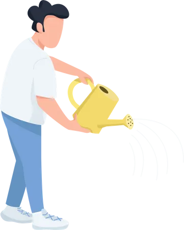 Man with watering pot  Illustration