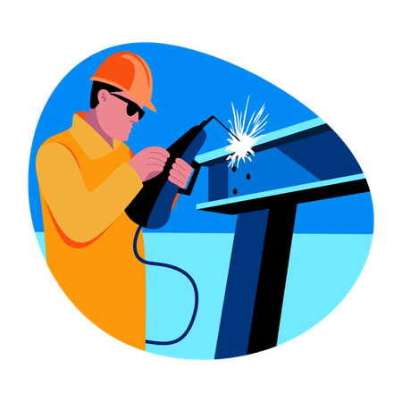 Man with welding torch  Illustration