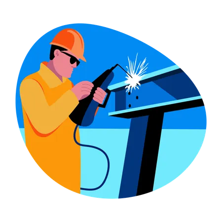 Man with welding torch  Illustration