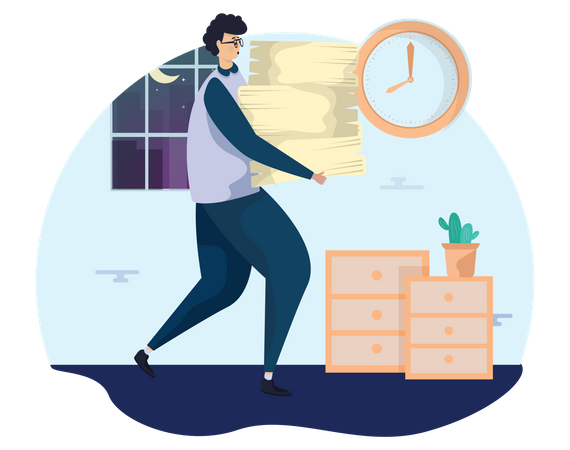 Man with workload  Illustration