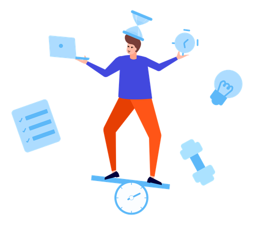 Man With Workload  Illustration