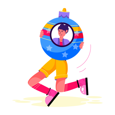 Man with Xmas Bauble  Illustration