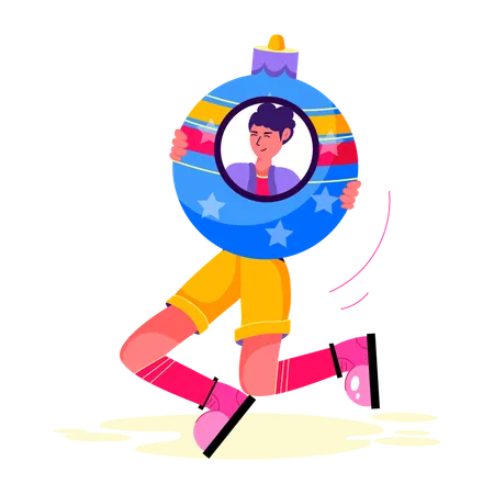 Man with Xmas Bauble  Illustration