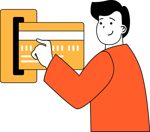 Man withdraw money from atm  Illustration