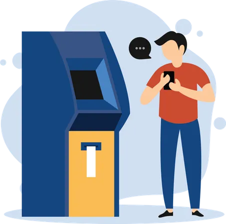Man withdraw money from ATM machine  Illustration