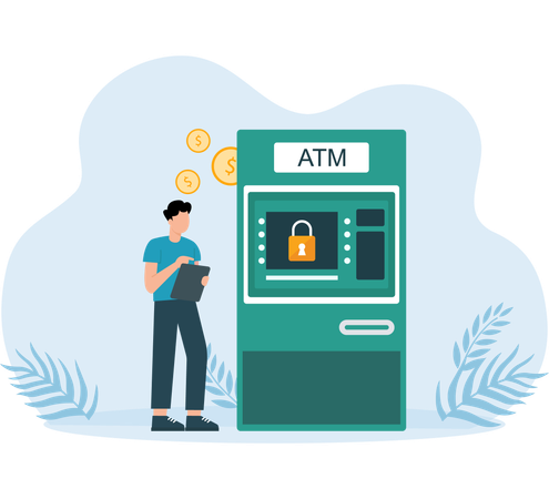 Man Withdraw money from atm machine  Illustration