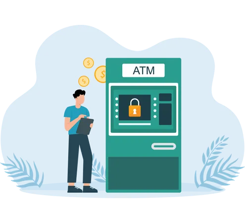 Man Withdraw money from atm machine  Illustration