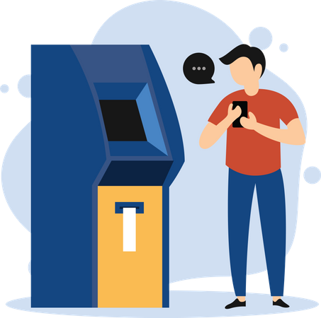 Man withdraw money from ATM machine  Illustration