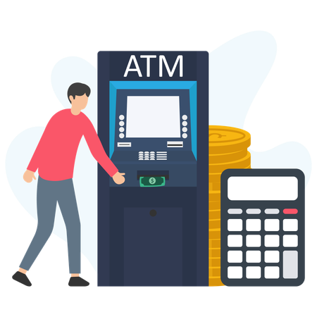 Man withdrawing ATM Machine  Illustration