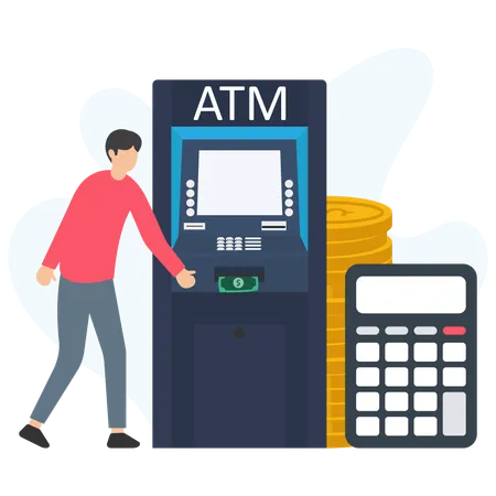 Man withdrawing ATM Machine  Illustration