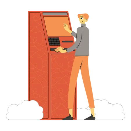 Man withdrawing money at an ATM Illustration