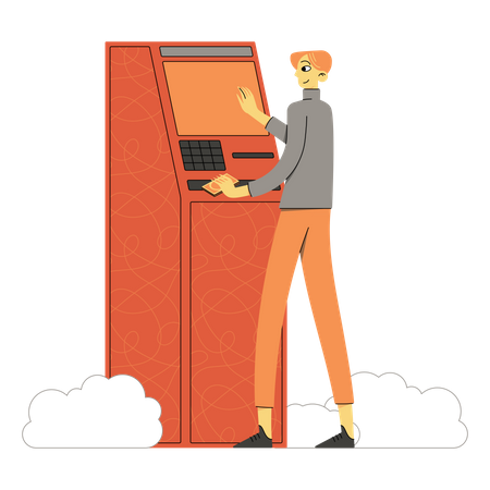 Man withdrawing money at an ATM  Illustration