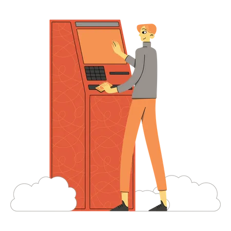 Man withdrawing money at an ATM  Illustration