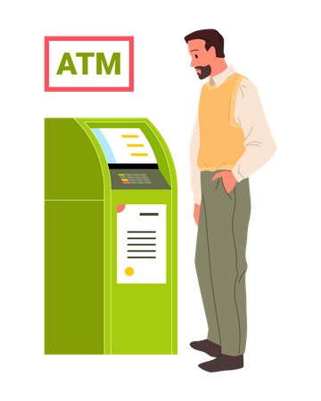 Man withdrawing money from ATM  Illustration