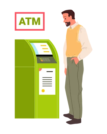 Man withdrawing money from ATM  Illustration