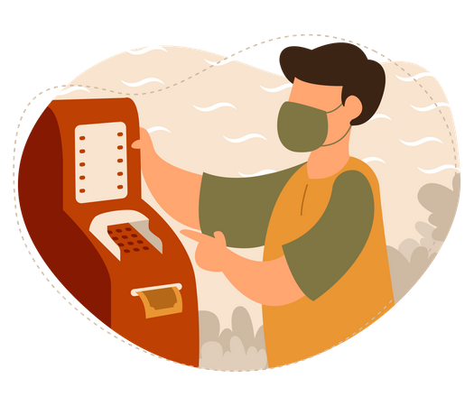 Man withdrawing money from ATM machine  Illustration