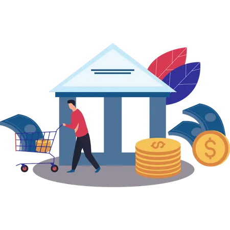 Man withdrawing money from the bank  Illustration