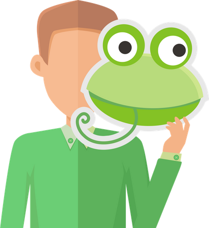 Man Without Face with Frog Mask  Illustration