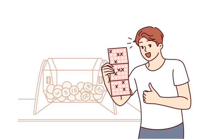 Man won bingo lottery  イラスト