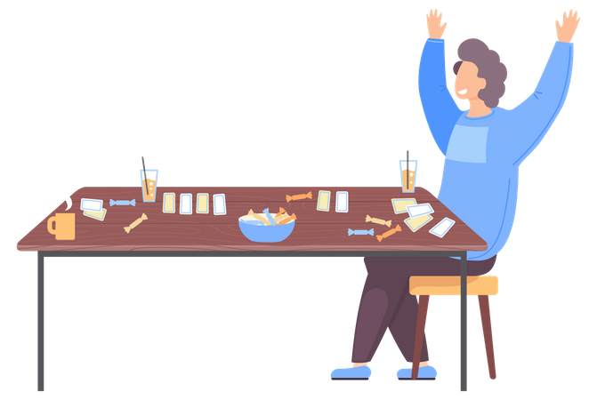 Man won board game  Illustration