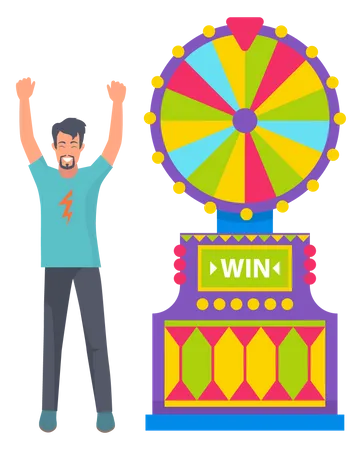 Man won wheel of fortune  Illustration