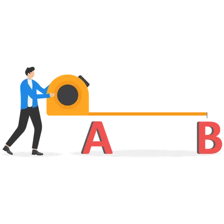 Man wondered how to measure the distance between points and b  Illustration