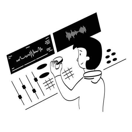 Man work as Audio engineer  Illustration