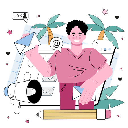 Man work as freelancer  Illustration