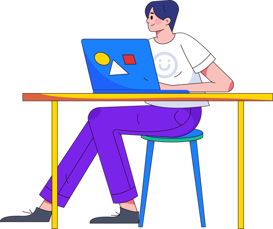 Man work at desk  Illustration