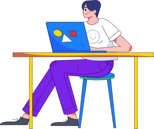 Man work at desk  Illustration