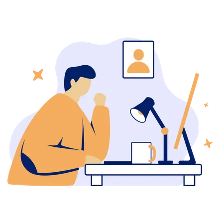 Man Work From Home  Illustration