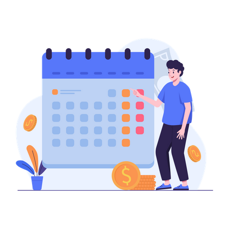 Man work with schedules on calendars for effective time management and project planning  Illustration