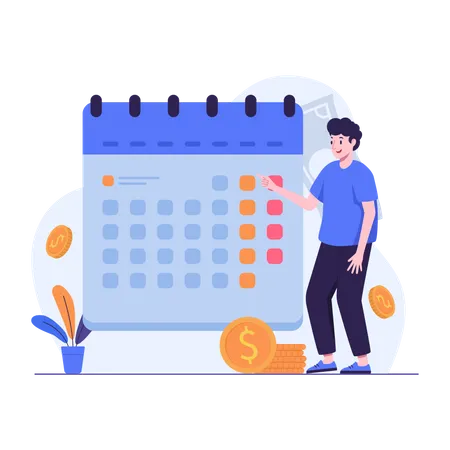 Man work with schedules on calendars for effective time management and project planning  Illustration