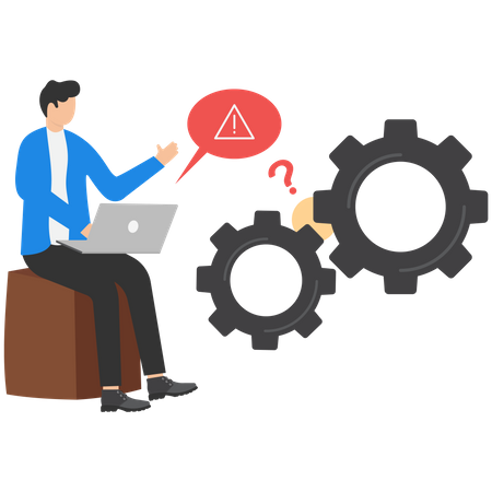 Man worker character face network problem  Illustration