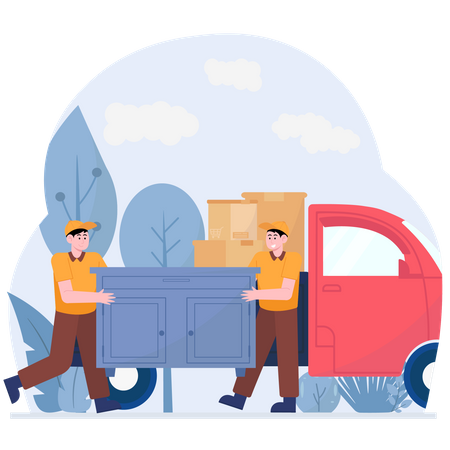 Man Workers Delivering Goods  Illustration