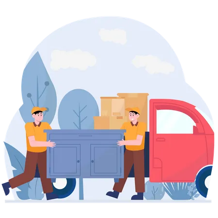 Man Workers Delivering Goods  Illustration