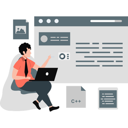 Man working about business programming on webpage  Illustration