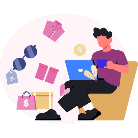 Man working about promotion shopping  Illustration