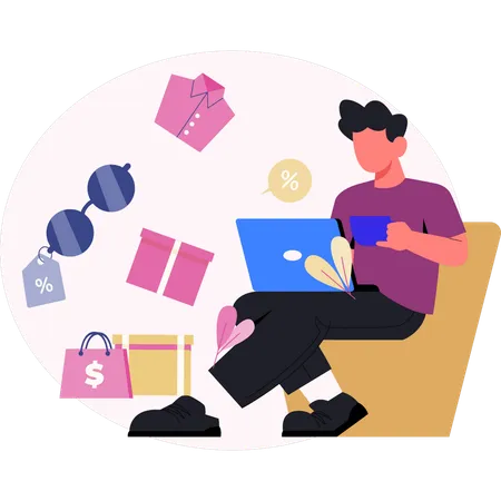 Man working about promotion shopping  Illustration