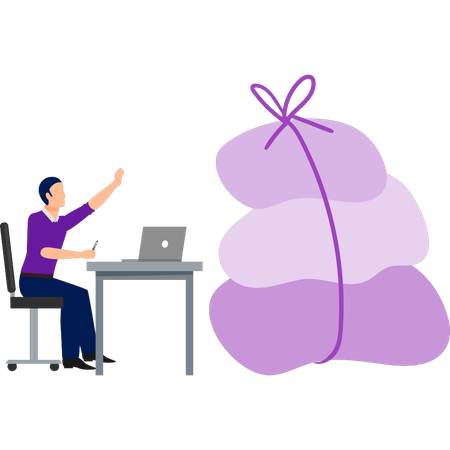 Man working about sacks bundle  Illustration